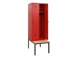 locker met bank,HxBxD 1950x600x815mm,2vak,vak B 300mm,draaigrendel