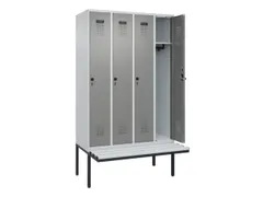 locker met bank,HxBxD 2120x1200x815mm,4vak,vak B 300mm,draaigrendel
