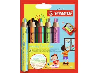 Kleurpotloden STABILO 882 woody 3 in 1 duo puntenslijper assorti 5st - 1