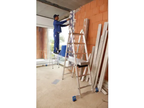 Telescopisch Bordes,V. Staande Ladder Met Sporten,Aluminium