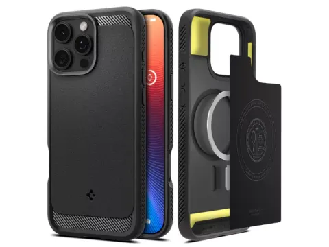 Spigen Rugged Armor MagSafe iPhone 16 Pro Max hoesje zwart