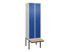 locker met bank,HxBxD 2120x600x815mm,2vak,vak B 300mm,draaigrendel