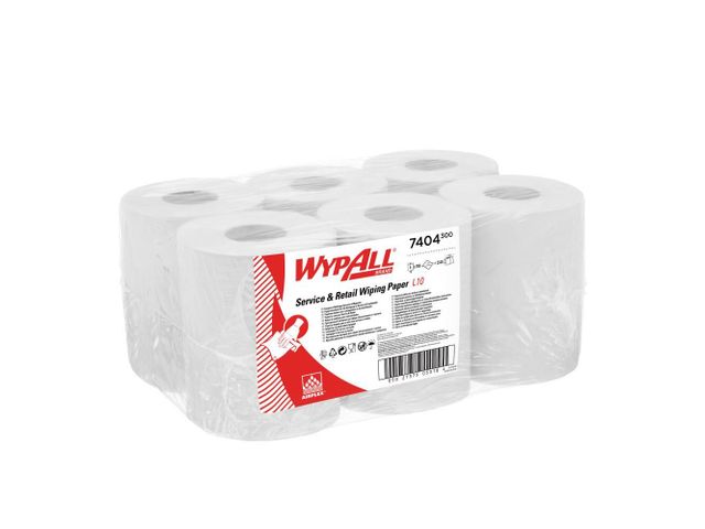 WypAll 7404 poetsdoek L10 Airflex combirol 1-laags wit | PoetsrollenShop.nl