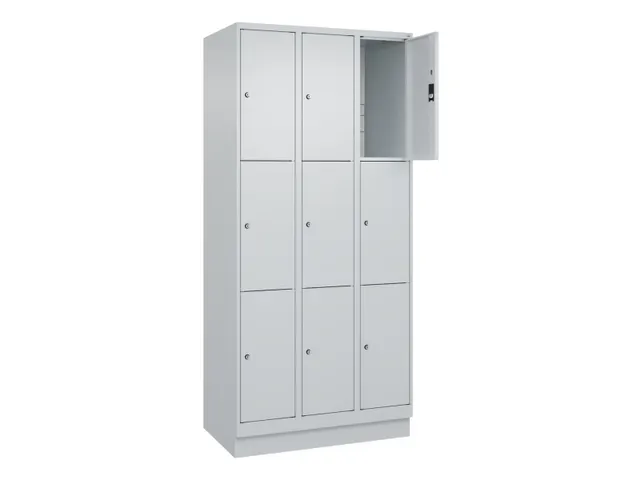 lockerkast,HxBxD 1950x900x500mm,3x3vakken,vak B 300mm,cil.-slot,sokkel