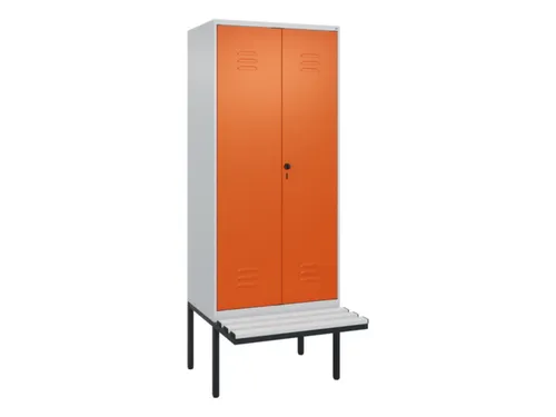 PBM-locker met bank,HxBxD 2120x800x815mm,2vak,vak B 400mm,draaigrendel