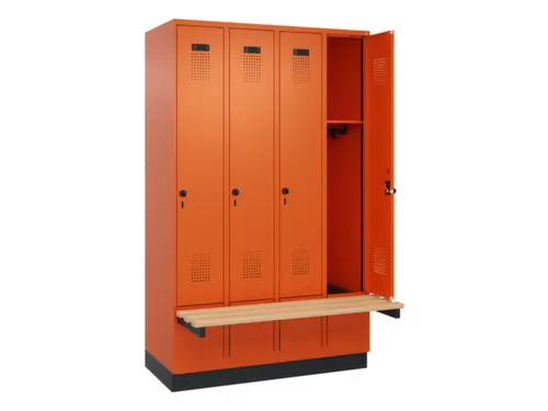 locker met bank,HxBxD 1950x1200x815mm,4vak,vak B 300mm,draaigrendel