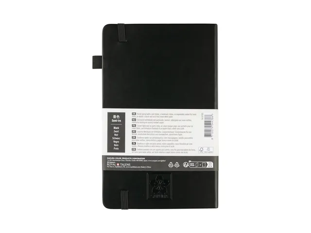 Notitieboek Sakura hard cover large lijn zwart 130x210mm