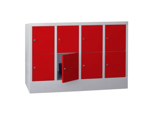 lockerkast,HxBxD 855x1200x500mm,4x2vakken,RAL7035,front RAL3000
