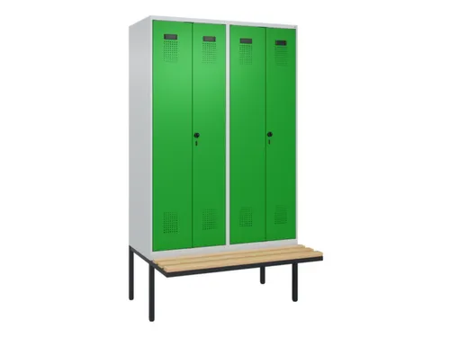 locker met bank,voor scheiding van kleding,HxBxD 2120x1200x815mm,4vak