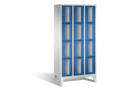 Lockerkast 1850x900x500mm 3x4 vakken Cilinderslot Poten, RAL5010
