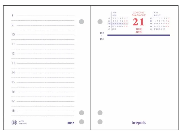 Recharge bloc 2027 Brepols 1 jour/2 pages perforation universelle