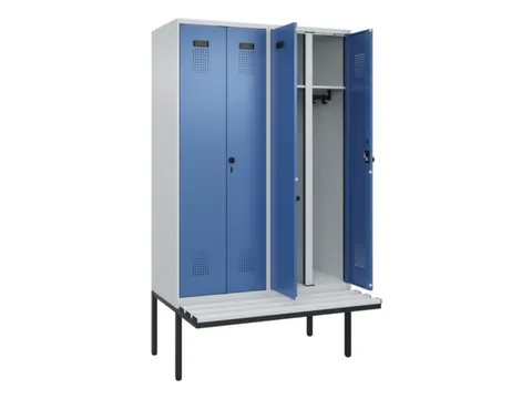 locker met bank,voor scheiding van kleding,HxBxD 2120x1200x815mm,4vak