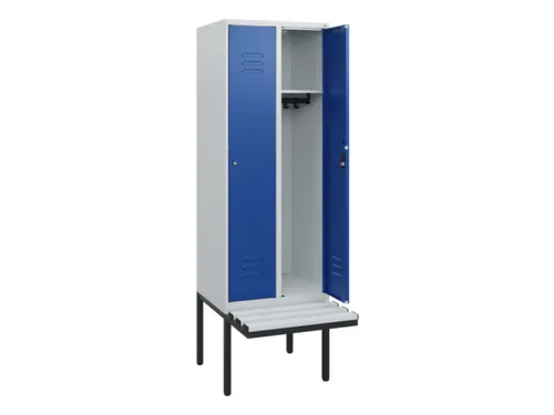 locker met bank,HxBxD 1950x600x815mm,2vak,vak B 300mm,cil.-slot