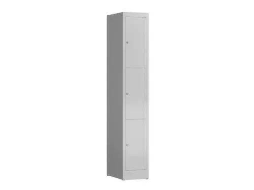Lockerkast 1800x310x500mm 1x3 vakken cilinderslot, sokkel, RAL7035