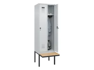 locker met bank,HxBxD 2120x600x815mm,2vak,vak B 300mm,draaigrendel - 1