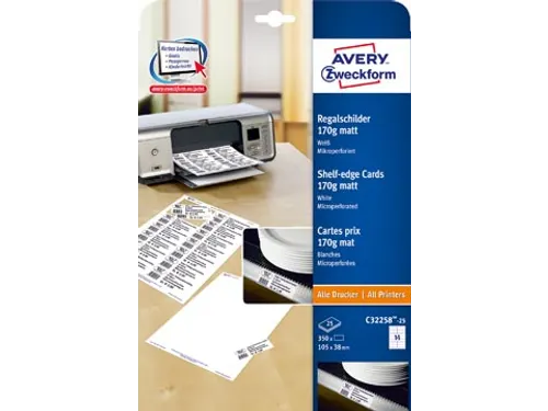 Avery Zweckform schapkaarten 38x105mm Mat Wit 350 stuks