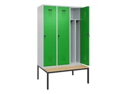 locker met bank,voor scheiding van kleding,HxBxD 2120x1200x815mm,3vak