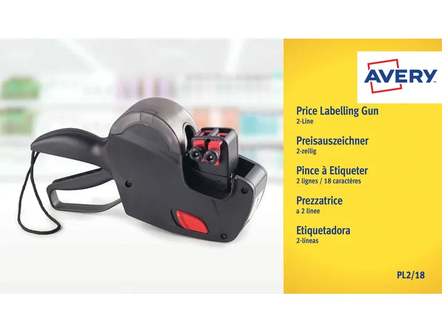 Pince à étiqueter Avery PL2/18 2 lignes noir