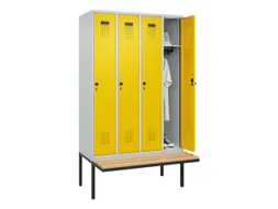 locker met bank,HxBxD 2120x1200x815mm,4vak,vak B 300mm,draaigrendel
