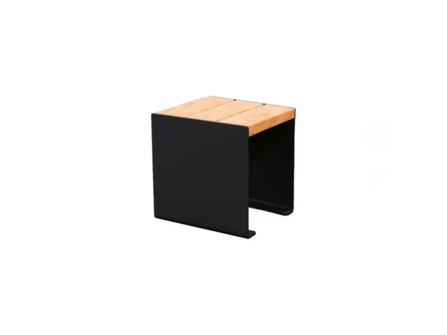 Tabouret cube d'extérieur assise H450mm 3 lattes chêne clair/RAL9005