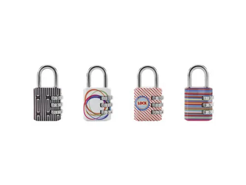 Hangslot Masterlock 3-cijfer combinatie 30mm 4 patronen Assorti