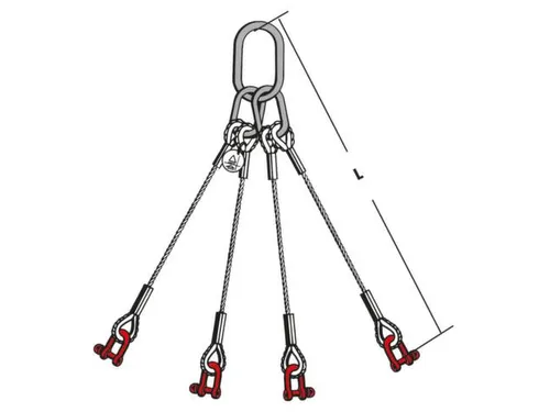 Staaldraadstroppen 4strengen 3.2t 0-45° Kabel Ø 12mm Harpsluiting
