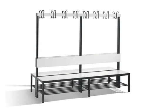 omkleedbank,HxLxD 1650x2000x760mm,HPL wit,frame staal RAL7021