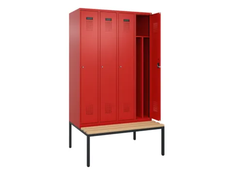 locker met bank,voor scheiding van kleding,HxBxD 2120x1200x815mm,4vak