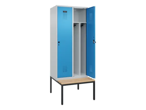 locker met bank,voor scheiding van kleding,HxBxD 2120x800x815mm,2vak