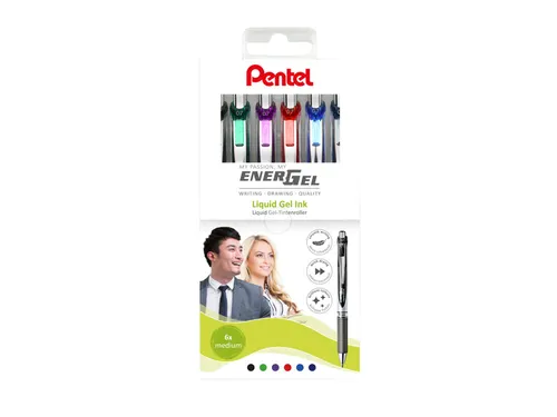 Gelschrijver Pentel BL77 Energel medium assorti etui à 6 stuks