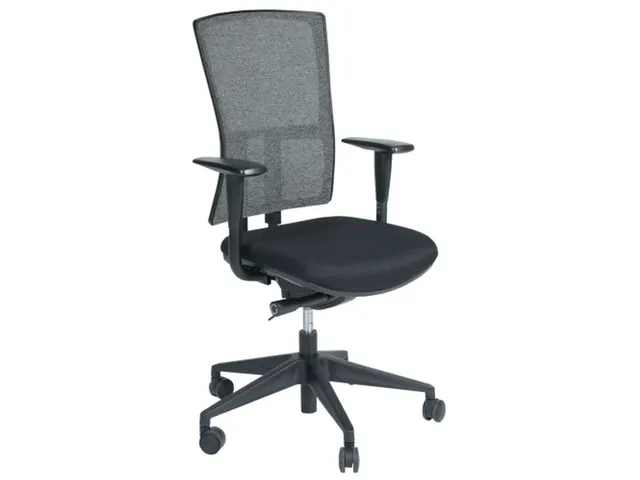 Bureaustoel 300 Nen-En 1335 Grijze Wol/mesh rug, Zwart voetkruis