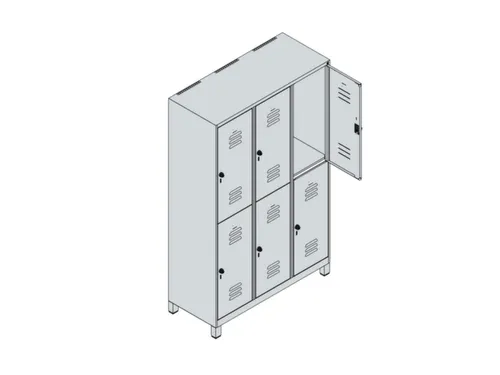 dubbeldekse locker,HxBxD 1950x1200x500mm,3x2vak.,vak B 400mm