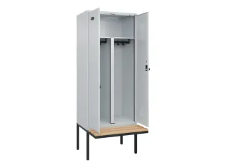 PBM-locker met bank,HxBxD 2120x800x815mm,2vak,vak B 400mm,draaigrendel - 1