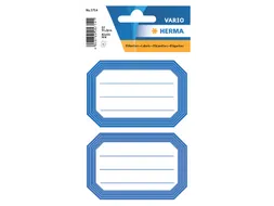 Boek Etiket Herma 5714 82x55mm Blauwe rand gelinieerd 12 stuks