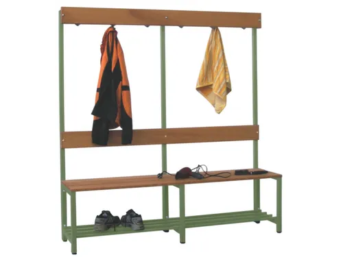 Omkleedbank LxB 1500x400mm Houten Latten Schoenenrek Haken Ral6011