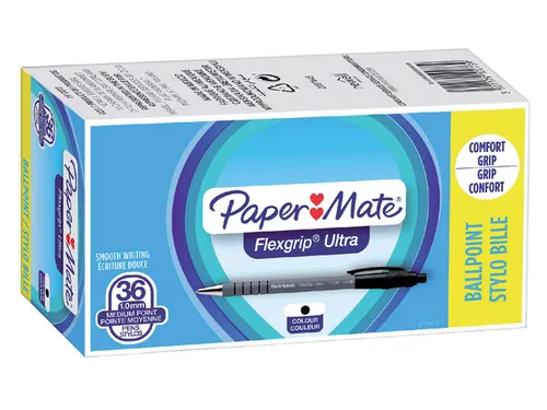 Balpen Paper Mate Flexgrip Ultra medium zwart valuepack 30+6 gratis