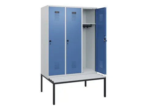 locker met bank,HxBxD 1950x1200x815mm,3vak,vak B 400mm,draaigrendel