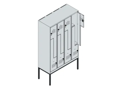 Z-garderobekast,HxBxD 2120x1200x500mm,vak B 150/300mm,cil.-slot