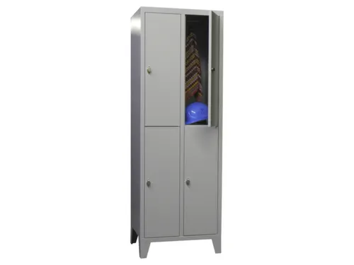 lockerkast,HxBxD 1850x600x500mm,2x2vakken,RAL7035,front RAL6011