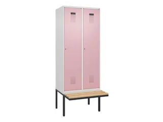 locker met bank,voor scheiding van kleding,HxBxD 2120x800x815mm,2vak - 2