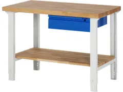werkbank,RAL 7035/RAL 5010,HxBxD 790-1140x1250x700mm,beukblad