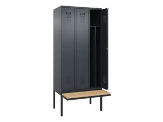 locker met bank,voor scheiding van kleding,HxBxD 2120x900x815mm,3vak - 1