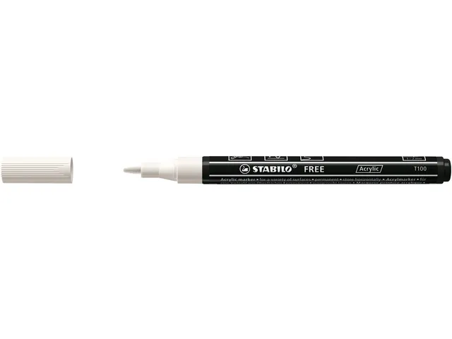 Acrylmarker STABILO Free Acrylic T100 wit 1-2mm