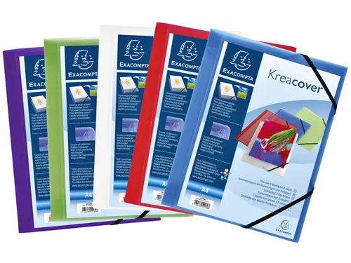 Elastomap Exacompta Kreacover A4 3 kleppen PP assorti