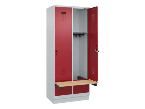 locker met bank,HxBxD 1950x800x815mm,2vak,vak B 400mm,draaigrendel