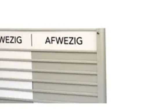 OUTLET Menoor In-Uit bord 35 namen Aluminium Aanwezig/Afwezig Wit