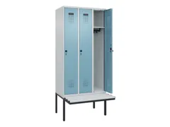 locker met bank,HxBxD 2120x900x815mm,3vak,vak B 300mm,draaigrendel