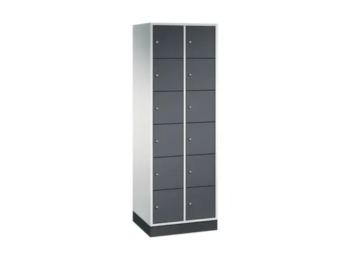 lockerkast,RAL 7035/RAL 7021,HxBxD 1950x620x500mm,2x6vakken,cil.-slot