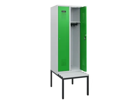 locker met bank,HxBxD 1950x600x815mm,2vak,vak B 300mm,cilinderslot
