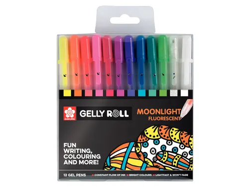 Gelschrijver Sakura Gelly Roll Moonlight fluorescent set à 12 kleuren